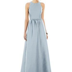 Alfred Sung Sleeveless Keyhole Back Satin Maxi Dress - D707 - Platinum